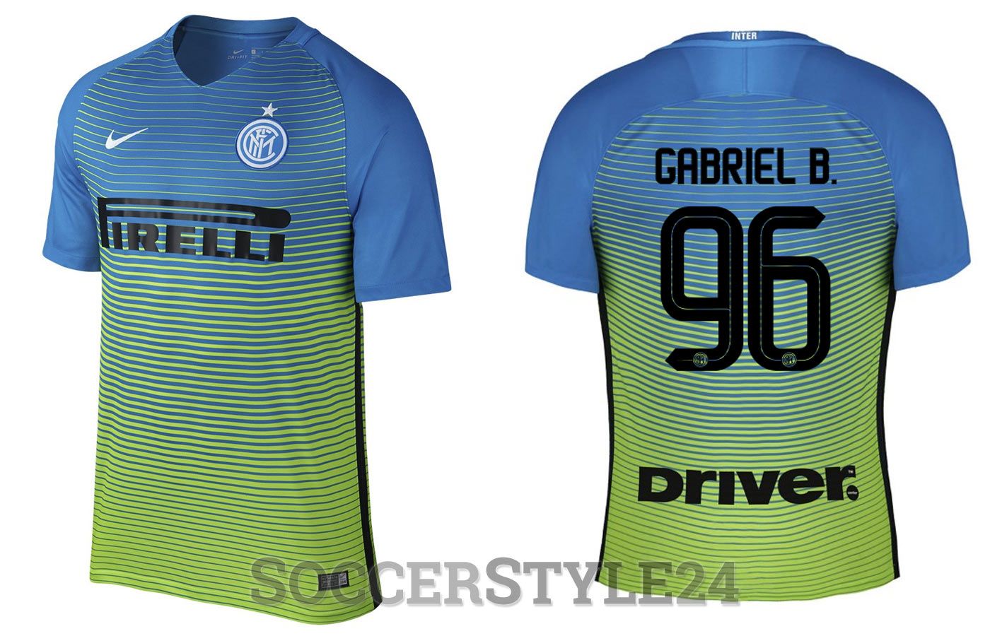 Terza maglia Inter 2016-2017 Nike, il blu mixato al verde elettrico